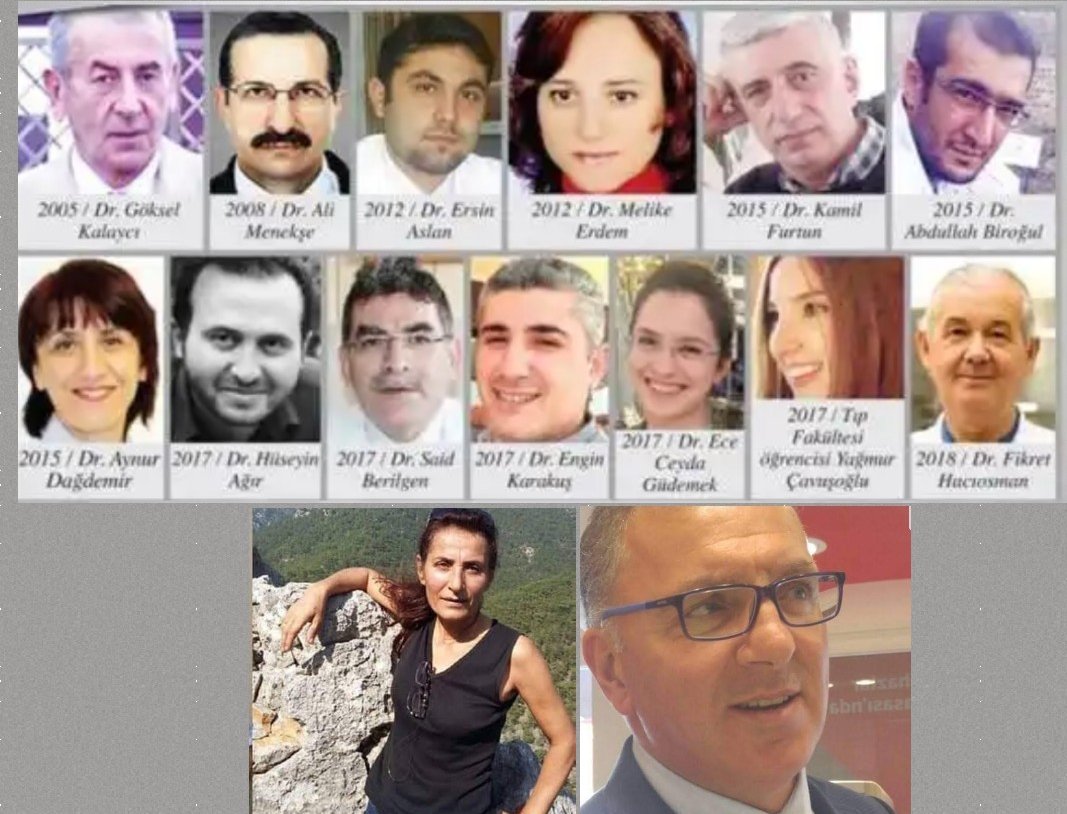 DrSultanClskn's tweet photo. Savaşta değil, görevlerini yaptıkları hastanelerde öldürüldüler. Önlem alınmadı evlerinin kapısında öldürüldüler, eşleri de öldürüldü.. 
#doktorlarölüyor 
Caydırıcı önlemler, cezalar için bu liste yetmez mi!⚠️ https://t.co/1xBLJcsPg1