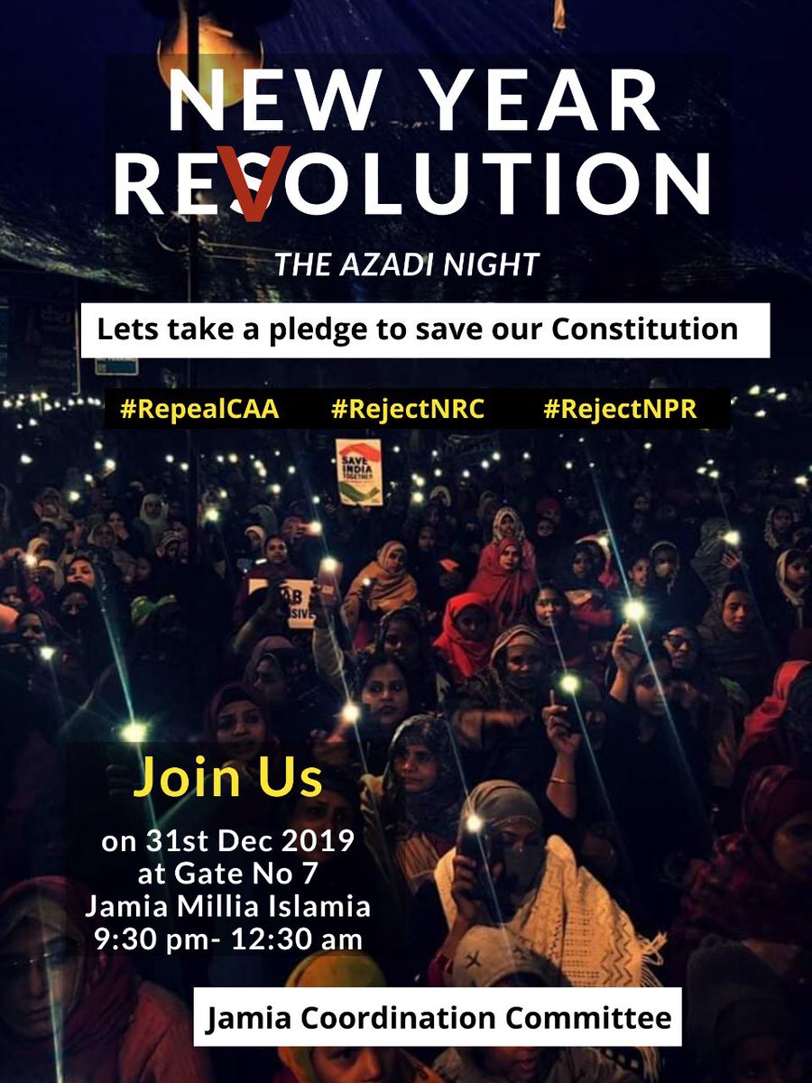 sajid_rvd's tweet photo. New year starts new resolutions!! This time to save our constitution & country from NPR-NRC-CAA. See you guys 👇 ❤️ #IndiaDoesNotSupportCAA #IndiaIsNotBJP #IndiaAgainstCAA #IndiansAgainstCAA #HinduRashtraRow #BJPburningIndia #JamiaProtest #ShaheenBagh #ShaheenBagh https://t.co/t7ymIfKiTL