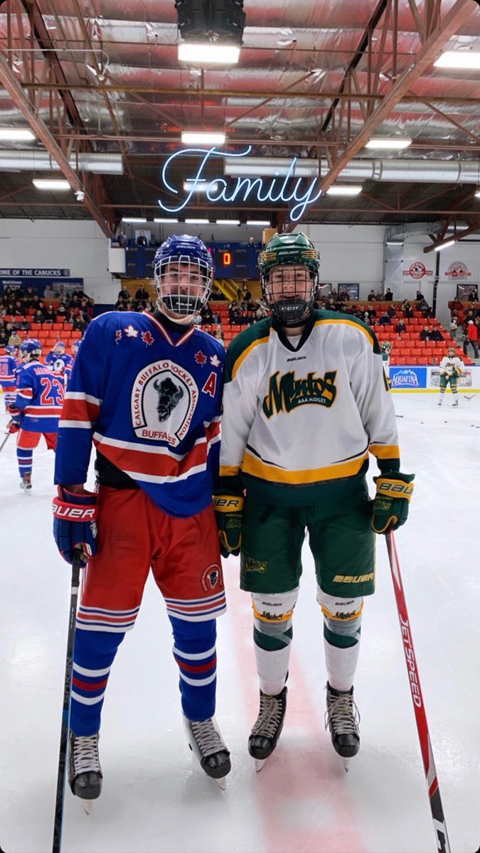 These 2 face off for the first time today in their hockey careers. #cousins #bigrigs