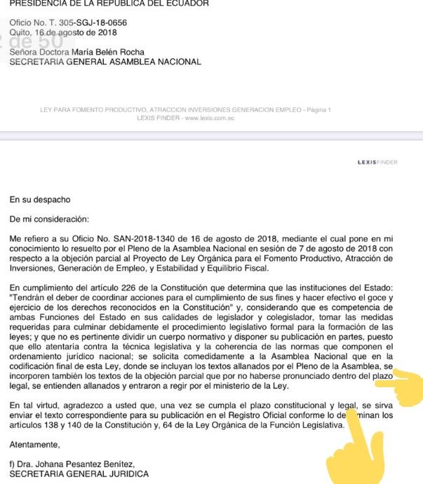 dolarizacionEc's tweet photo. SE EVIDENCIA LA INCONSTITUCIONALIDAD DE LA ASAMBLEA Y LA PRESIDENCIA

Comparemos oficios de Johana Pesántez de Agosto 2018 y Diciembre 2019

En 2018 dijo "una vez se cumpla el plazo"

Pero en esta ocasión Asamblea aprobó la Resolución para ignorar el plazo y adelantar el tiempo https://t.co/1DU02YEjf1