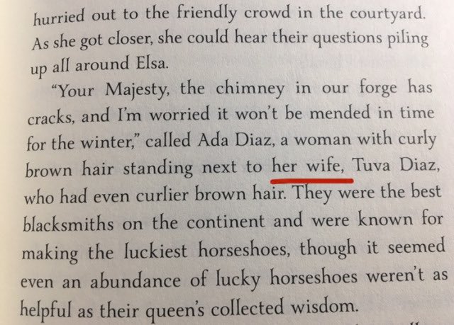 Cece_is_A's tweet photo. what we can take from the frozen books:

- arendelle is extremely lgbt friendly 
- elsa has female admirers
- anna and olaf seem to assume that          elsa would also date girls
- elsa gets nervous around girls...
- ...boys? not so much https://t.co/qElIjB62mj