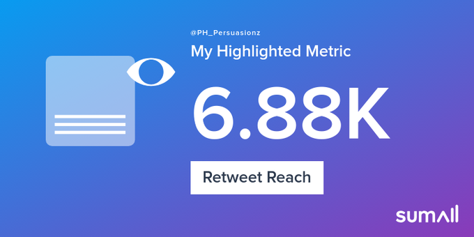 My week on Twitter ?: 15 Likes, 10 Retweets, 6.88K Retweet Reach, 8 New Followers. See yours with https://t