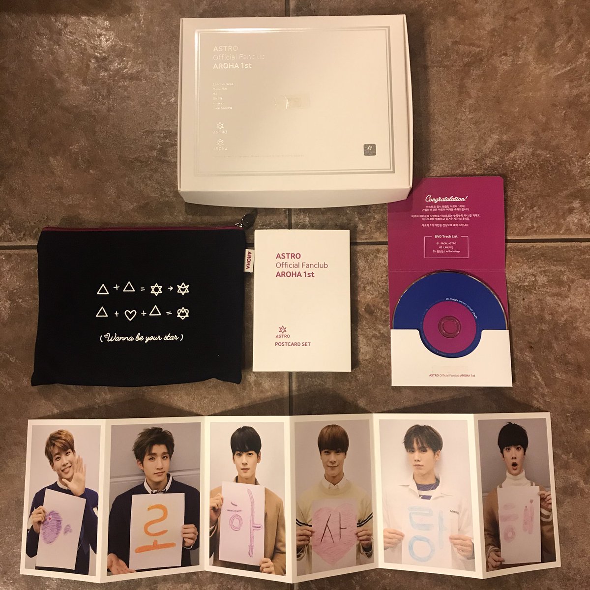 astro↳ 1st gen fanclub kit→ $30→ comes with everything shown