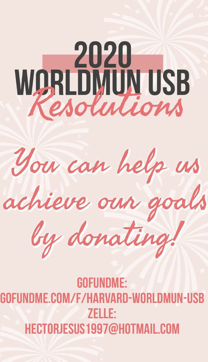 WorldMUNUSB's tweet photo. 2020 is right on the corner and we already made our New Year's Resolutions list! You can help us achieve these ones by donating
https://t.co/3Y78el3koc

#Tokio2020 #WorldMUN #USBve https://t.co/ETTJBjut6Z