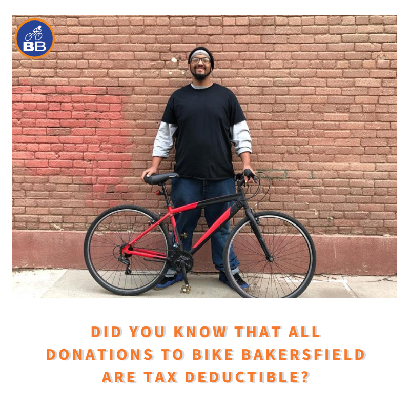 Bike Bakersfield is a 501(c)(3) meaning all donations are tax-deductible! In order to claim this benefit, you will need to donate by tomorrow! Click here: bikebakersfield.networkforgood.com…/68832-membersh… to donate now.

Thank you!