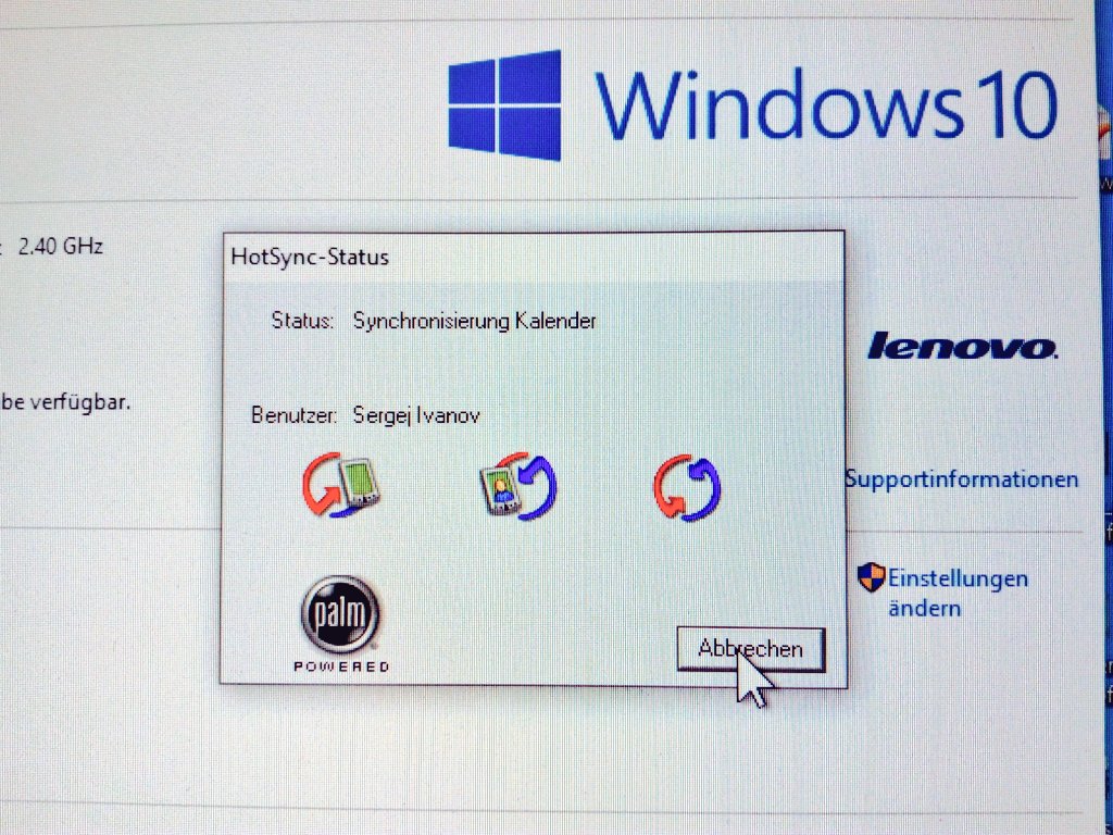 Sergej_Ivanov's tweet photo. Bin sehr stolz auf mich.
Habe das angeblich #Unmögliche geschafft: Palm Desktop #Bluetooth #Hotsync mit #Windows10 https://t.co/C9AMnxTyIy