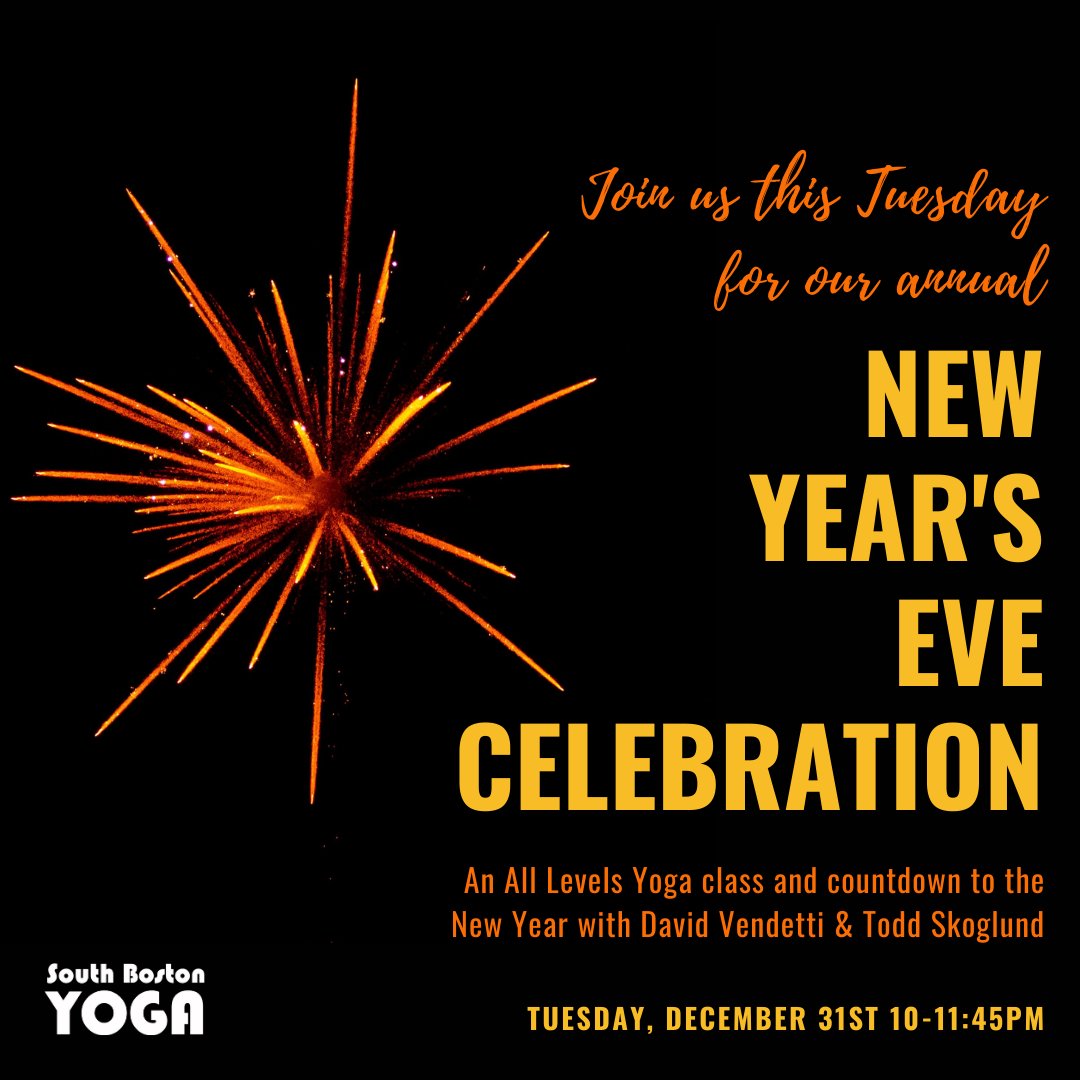 ICYMI - Tuesday night is our annual New Year's Eve celebration! 

David and Todd will be co-teaching a full house to ring in the new year and set 2020 intentions. 

We hope that you can join us! Click here to sign up: bit.ly/SBY-NYE-Celebr…
