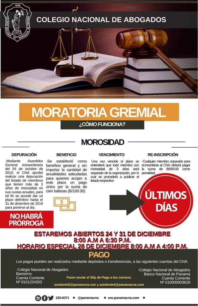 Moratoria gremial últimos días..! Abogados aprovecha la oportunidad