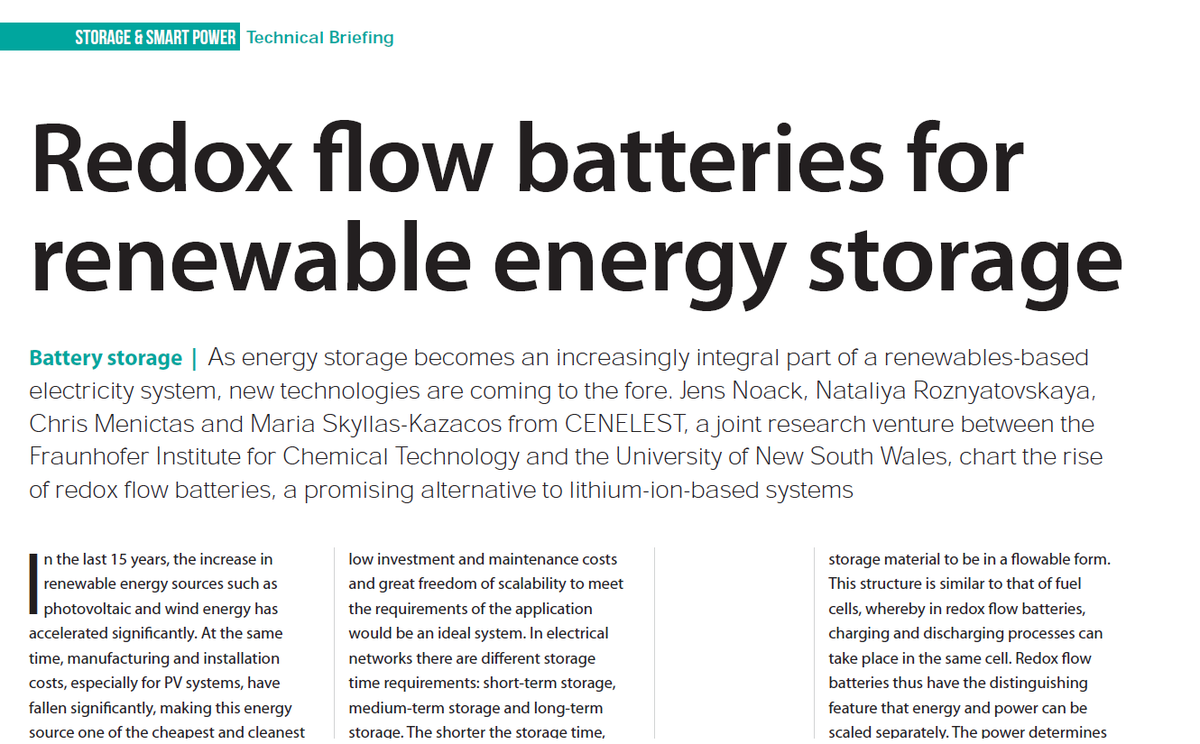CENELEST's tweet photo. We have published a general technical overview paper about redox flow batteries in PV Tech Power. https://t.co/1Zr0EiOvd3 #CENELEST #redoxflowbattery https://t.co/tq2yutzH1h