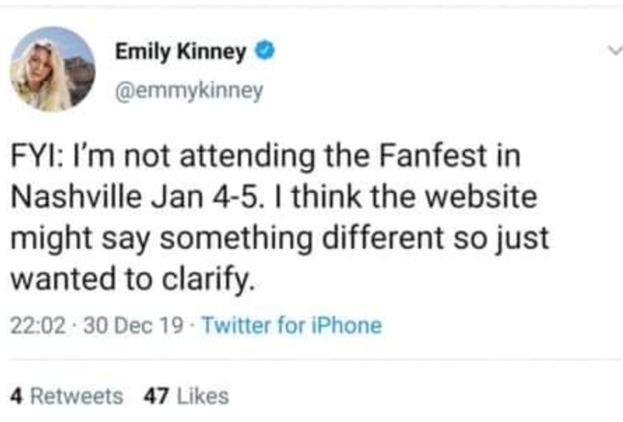 Tha_Mist's tweet photo. 🚨🚨 ATTENTION🚨🚨
EMILY KINNEY IS NOT ATTENDING #WSCNASHVILLE / #FANFESTNASHVILLE / #FANFESTFRANKLIN !!!
PLEASE RT & SHARE THIS EVERYWHERE!!!
@emmykinney
#fanfest #fanfestnash #fanfestevents #wsc #wscnadh #ffnash #ffnashville #walkerstalkercon #EmilyKinney https://t.co/MsBPerqoa4