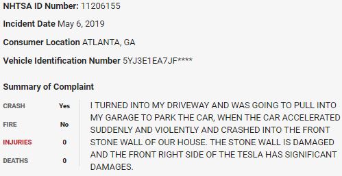 24/ On May 6, 2019, a  $TSLA Model 3 pulling into a garage smashed into a wall in what appears to be a sudden unintended acceleration event.  $TSLAQ