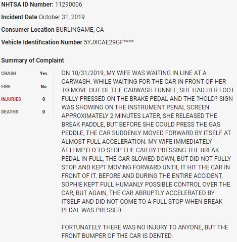 1/ On October 31, 2019, a  $TSLA Model X smashed the car in front of it in a car wash in what appears to be a sudden unintended acceleration event.  $TSLAQ