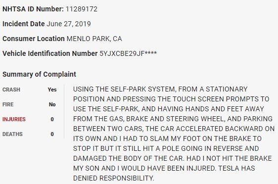 2/ On June 27, 2019, a  $TSLA Model X slammed into a pole in reverse in what appears to be a sudden unintended acceleration event.  $TSLAQ