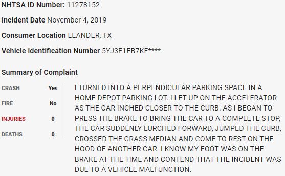 9/ On November 4, 2019, a  $TSLAQ Model 3 in a Home Depot parking lot smashed into another car in what appears to be a sudden unintended acceleration event.  $TSLAQ