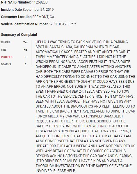 10/ On September 24, 2019, a  $TSLA Model 3 smashed into another car in a parking lot in what appears to be a sudden unintended acceleration event.  $TSLAQ