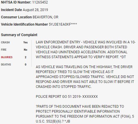 13/ On August 28, 2019, a  $TSLA Model 3 caused a 10-car pileup in what appears to be a sudden unintended acceleration event.  $TSLAQ