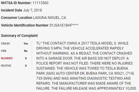 31/ On July 7, 2018, a  $TSLA Model S crashed into a garage door in what appears to be a sudden unintended acceleration event.  $TSLAQ