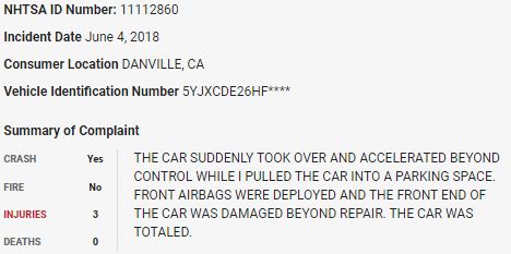 52/ On June 4, 2018, a  $TSLA Model X pulling into a parking space was totaled in what appears to be a sudden unintended acceleration event.  $TSLAQ