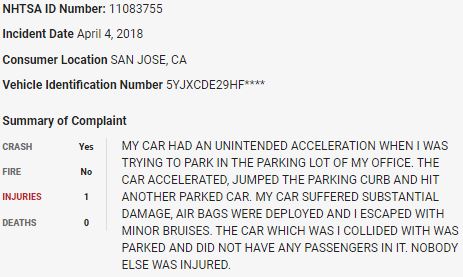 66/ On April 4, 2018, a  $TSLA Model X jumped the curb and crashed into a parked car in what appears to be a sudden unintended acceleration event.  $TSLAQ