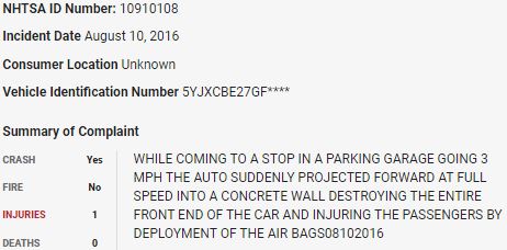 74/ On August 10, 2016, a  $TSLA Model X crashed into a concrete wall in what appears to be a sudden unintended acceleration event.  $TSLAQ