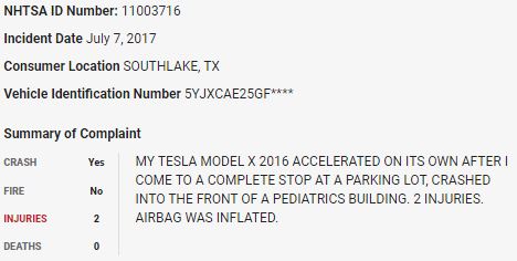 85/ On July 7, 2017, a  $TSLA Model X crashed into a pediatrics building in what appears to be a sudden unintended acceleration event.  $TSLAQ