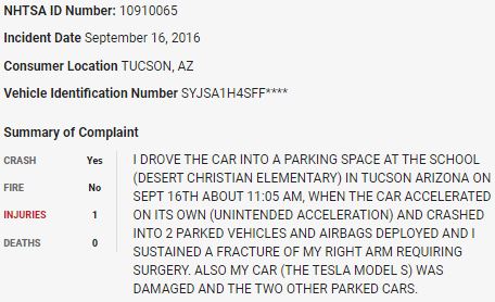 100/ On September 16, 2016, a  $TSLA Model S crashed into two parked cars at a school in what appears to be a sudden unintended acceleration event.  $TSLAQ