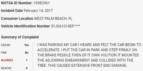 88/ On February 14, 2017, a  $TSLA Model S crashed into a tree in what appears to be a sudden unintended acceleration event.  $TSLAQ