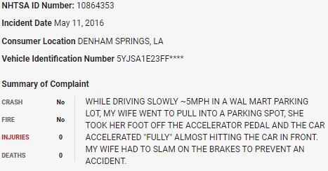109/ On May 11, 2016, a  $TSLA Model S crashed into a car in a Walmart parking lot in what appears to be a sudden unintended acceleration event.  $TSLAQ