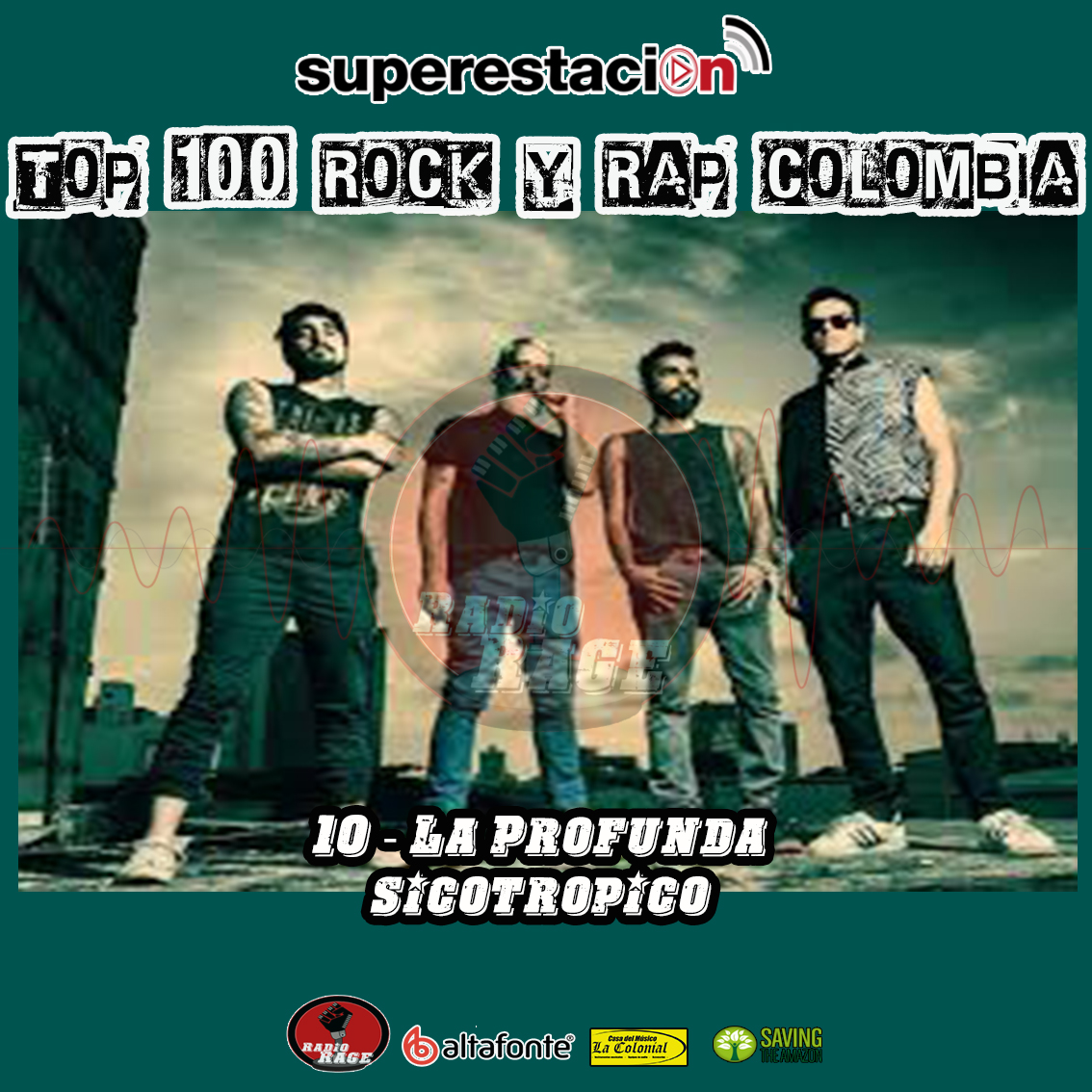 Superestacion's tweet photo. Puesto No 10 @sicotropicorock "La Profunda" un disco lanzado a principio del 2019, profecía de lo que se vive en la costa y lo que se esta viviendo, arte y desahogo  #SuperTop100Radiorage con 
@henryrage #Rockcolombiano 
@Radiorageofi

 #Felizaño2020 
https://t.co/A1zrR4DkfV https://t.co/Rdq5XJBJrG
