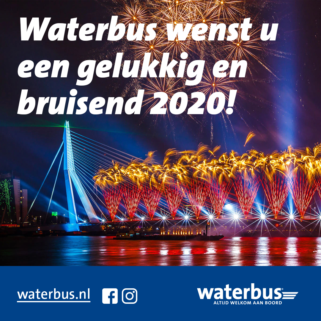 waterbus's tweet photo. Waterbus wenst iedereen een spetterend en bruisend 2020!
#altijdwelkomaanboord #nieuwjaar #ov9292
#vuurwerk #2020 #happyholidays #waterbus #waterbus_nl https://t.co/feCuD1td5s