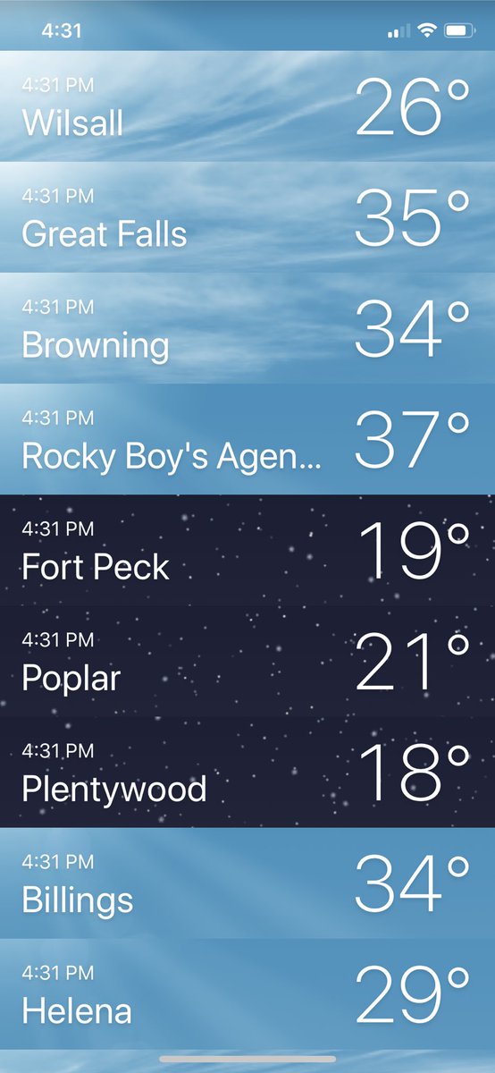 NoraMabie's tweet photo. Changing all of my weather locations to various towns in Montana is the most Montana thing I’ve done since moving here. #mtweather https://t.co/99QKThX3iF