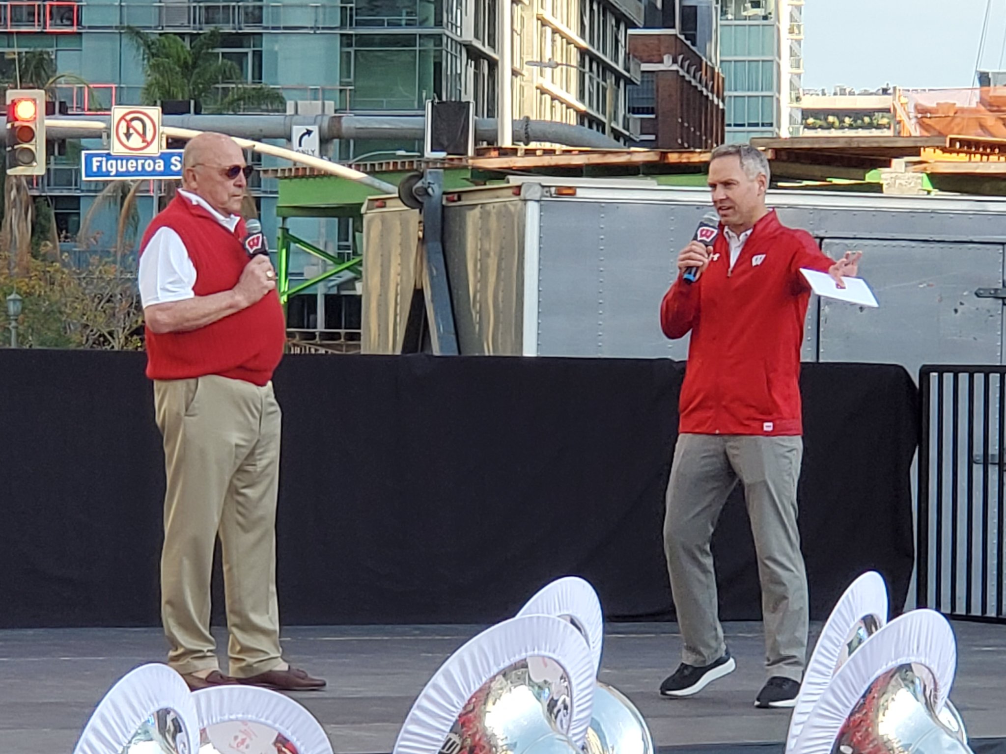 The fans gave athletic director Barry Alvarez a round of \"Happy Birthday to You\" as he took the stage. 