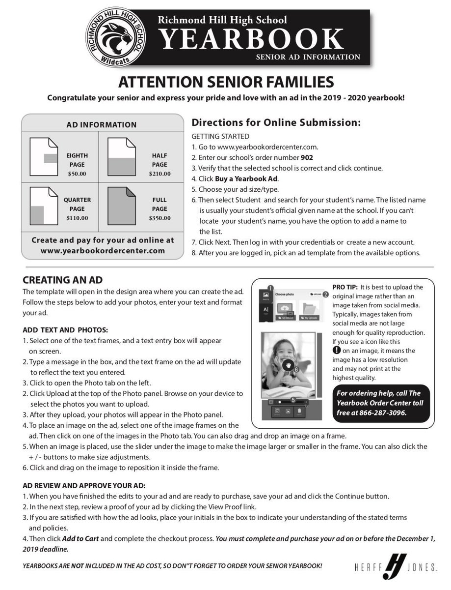 In addition, tomorrow is the last day to purchase a Senior AD for the 2019-2020 school year!