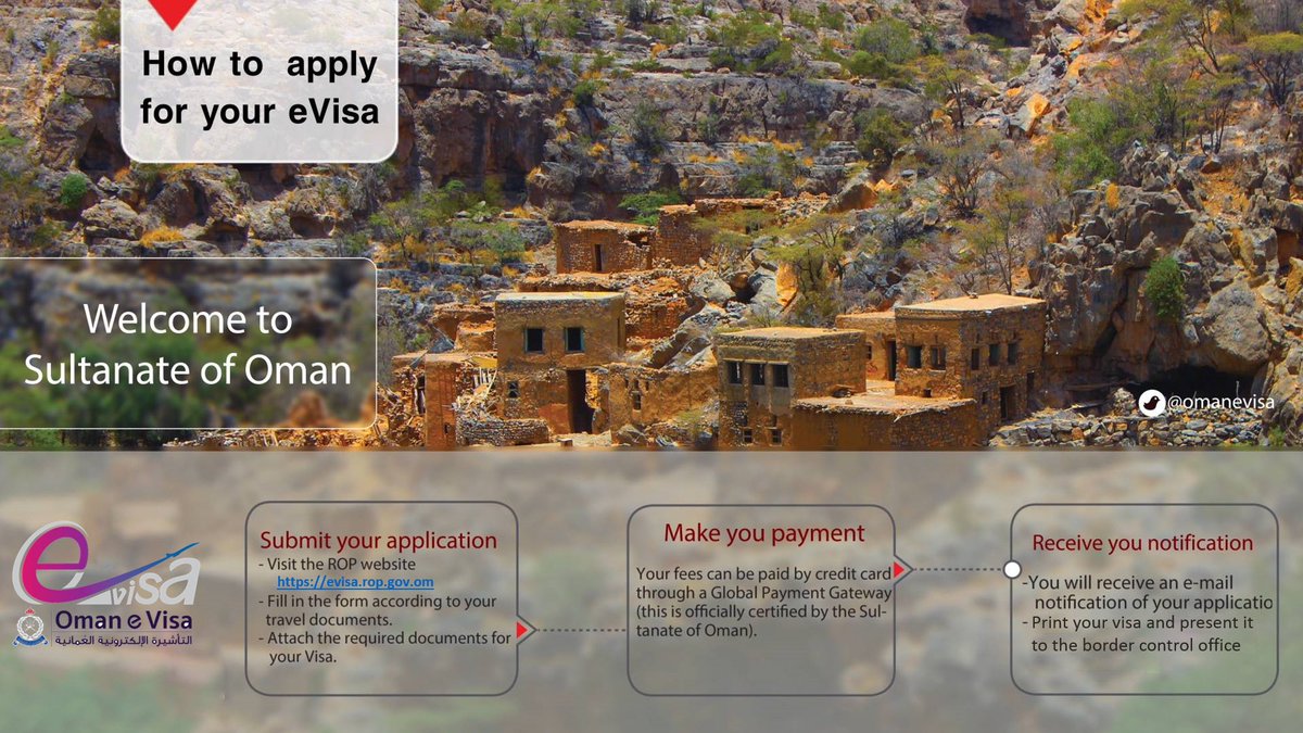 OmanEvisa's tweet photo. كيف تحصل على #التأشيرة_الإلكترونية 

How to apply for eVisa https://t.co/NESAzKeY2D