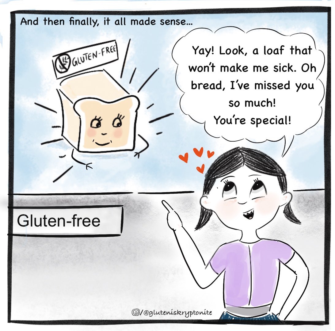 glutenfreemeera's tweet photo. My last comic of the year is dedicated to gluten-free bread. 🍞❣️

#celiac #coeliac https://t.co/djGsx0m1Wz
