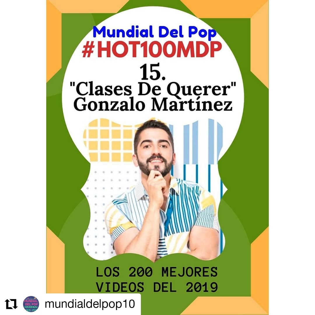 GonzaloMCol's tweet photo. 🥳🥳🥳 ❤️ #Repost @mundialdelpop10
• • • • • •
| Mejores Videos Del 2019 | × #HOT100MDP ⚡♥️ .
15. #ClasesDeQuerer 😍 - @gonzalommusic https://t.co/LFnXEdFOl9