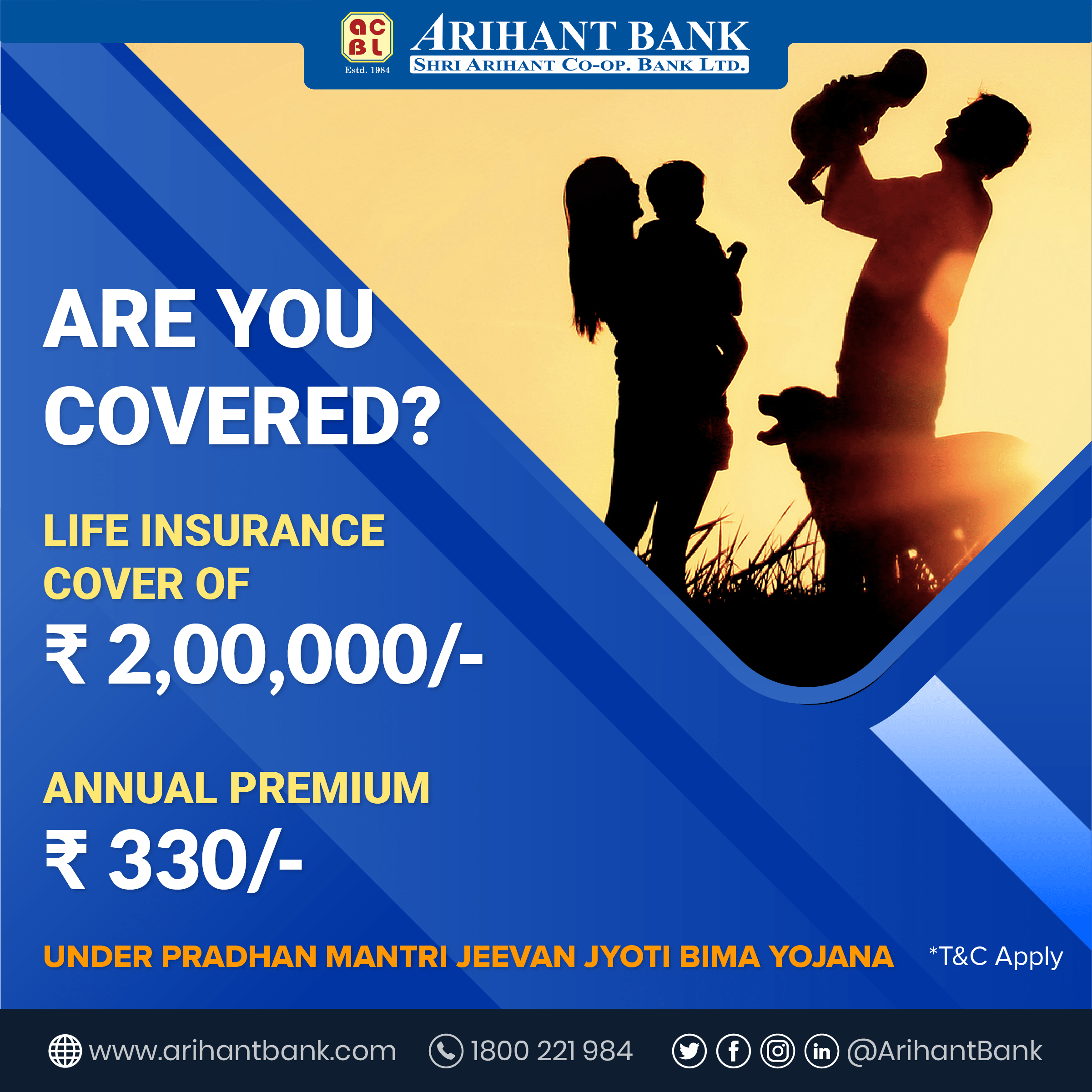 Shri Arihant Co Op Bank Ltd On Twitter Have You Opted For The Pradhan Mantri Jeevan Jyoti Bima Yojana Pmjjby Yet Secure Your Family S Future And Get A Life Cover Of 2 00 000 At