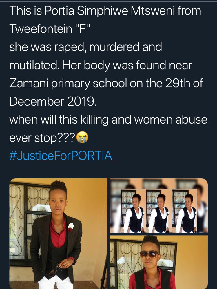 What a way to end the year ... 🏳️‍🌈😭😔 Gender Based Violence and Hate Crime 💔🏳️‍🌈 Yoh!!! Simphi ,I am shocked ,shattered and out of words 💔💔😔 #JusticeforPortia