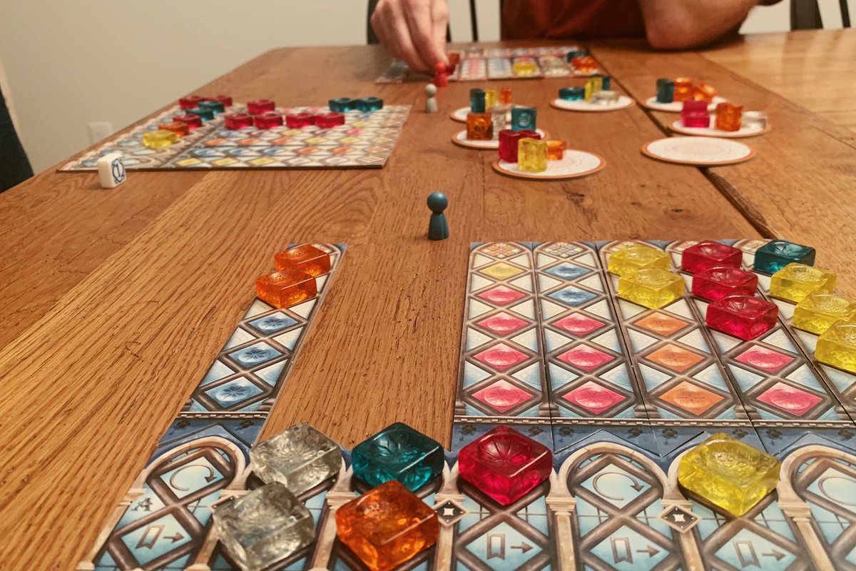 Played Azul Sintra for the first time in a long time tonight. As usual, the kid beat both of us. But at least we kept it close so he was a little nervous. Sometimes, that’s the best we can hope for. (PS I still love this game!)