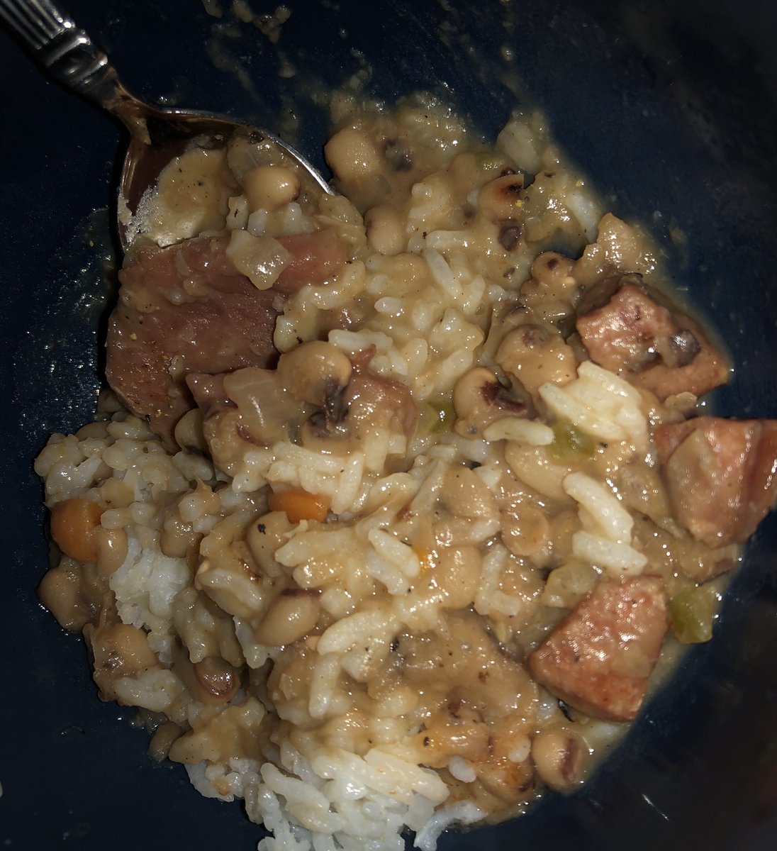 sighexpletive's tweet photo. Hoppin’ John. Definitely made on purpose. No swearing or self-pity or near nervous collapse was involved because I most certainly wasn’t trying to make something else. It was Hoppin’ John all along. https://t.co/maneUalIMZ