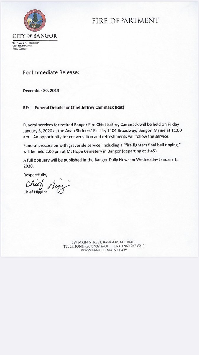 BGRHonorGuard's tweet photo. Funeral announcement for Retired Chief Cammack: https://t.co/U68H4BF6GN