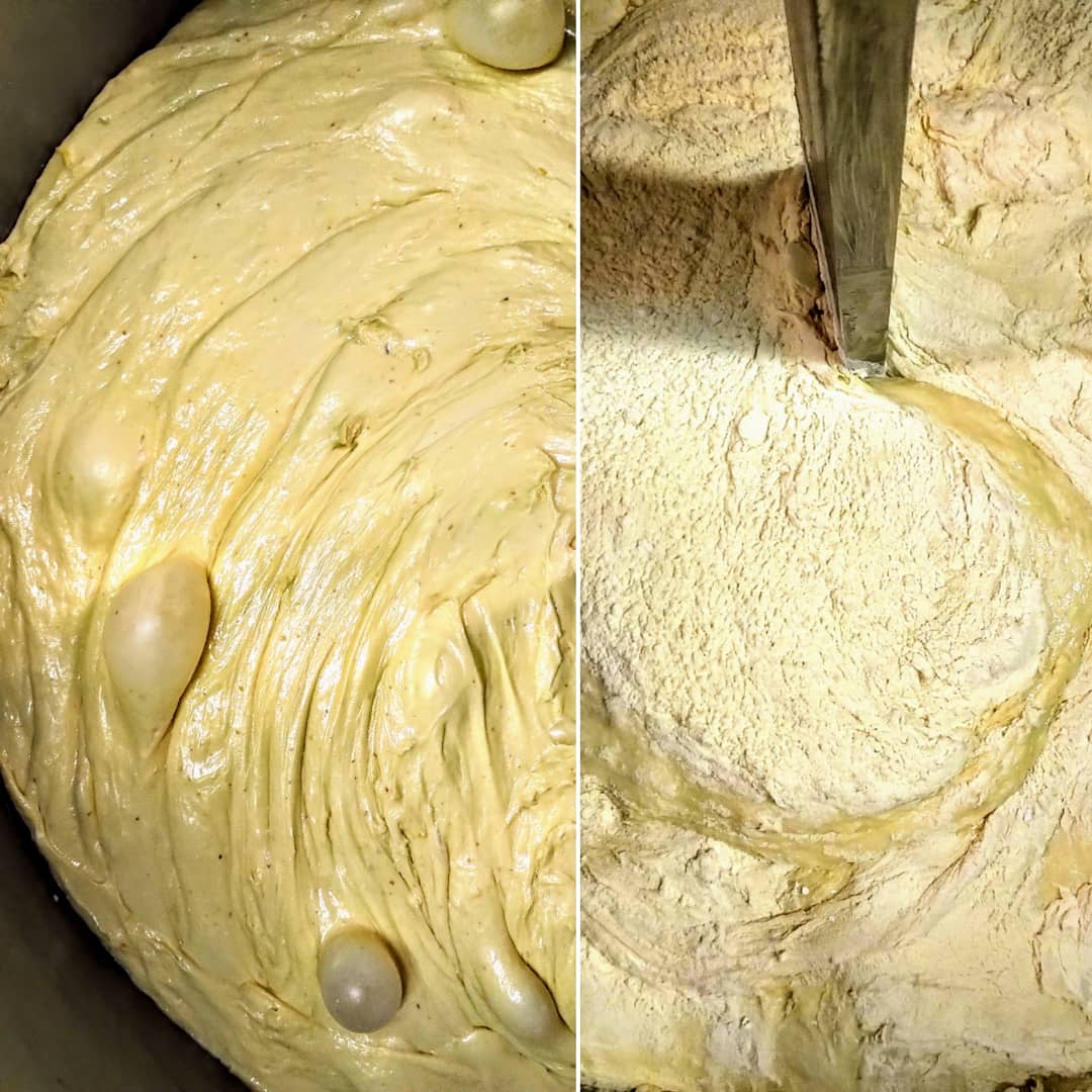 fornocultura's tweet photo. Final mix | bulk fermentation 'flavour building' 100% Organic Durum Wheat from Altamura Puglia Italy  Our Pandoro Classico  Handmade Naturally Leavened #leivitomadre #fornocultura #teambread #nightbake #tradizioni #artigianale #italiano https://t.co/1OdbC7PkMJ