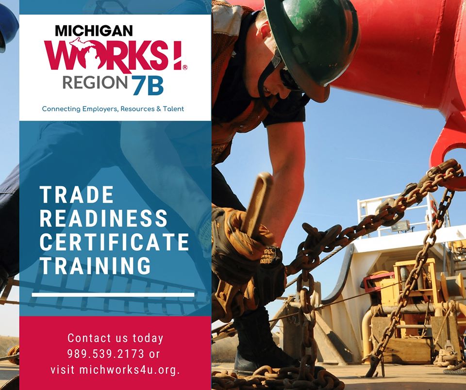 SPACES ARE LIMITED! ACT ON THIS RIGHT AWAY!
The Trade Apprenticeship Readiness Certificate consists of a collection of classes that will provide the basic skills required in a modern manufacturing facility. Contact your local Michigan Works! Region 7B.