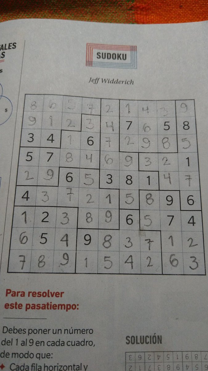 Miss on Twitter: "#Finished Creo que nunca había resuelto un Sudoku con áreas irregulares. Y en todo caso, si alguna vez lo hice, fue en alguna aplicación, no con papel y