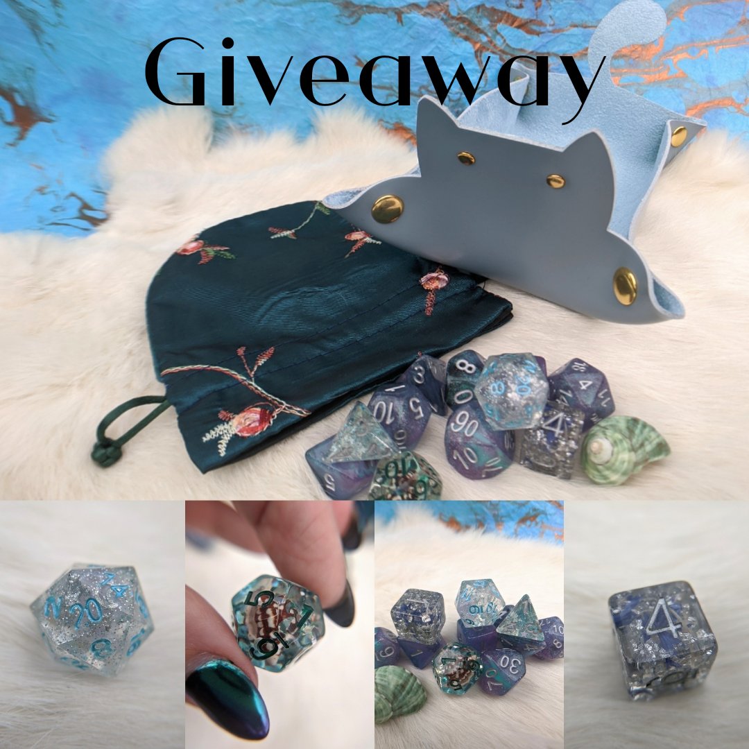 1 Year anniversary giveaway!
Winner will get:
Blue cat tray
Handmade sharp edge D20
Unending Breath 7 piece Dice Set
Conch D12
Cornflower D6
Star D4
Dice Bag

Giveaway closes 1/5 6PM

How to enter:
Like this post
Follow @cozygamershop
Retweet

Worldwide!