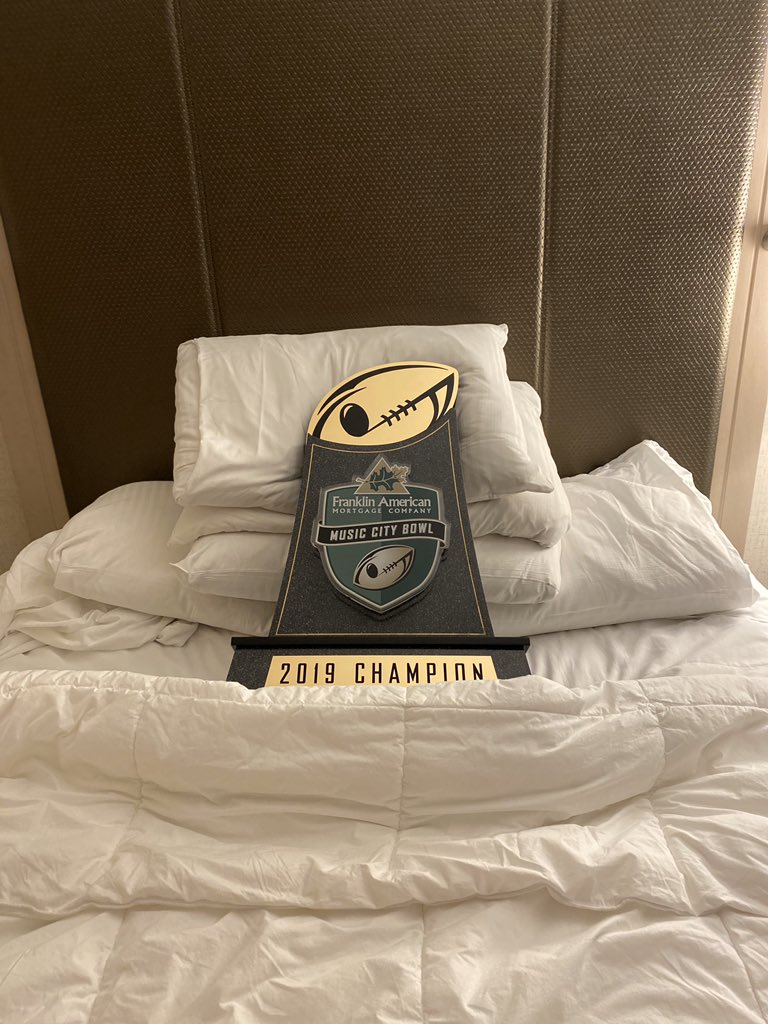 Louisville Equipment (@uoflequipment) on Twitter photo Donβt worry @UofLFootball, the <a href="/MusicCityBowl/">Music City Bowl</a> trophy is safe and tucked in for the night! Donβt worry @UofLFootball, the <a href="/MusicCityBowl/">Music City Bowl</a> trophy is safe and tucked in for the night!