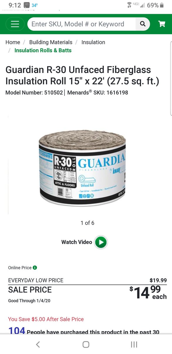 gr8FITness's tweet photo. Hey @Menards, is an R-30 unfaced roll 22.7 sq. ft. (paper ad), or 27.5 sq. ft. (website)??
Mathematics says it should be 22.9 sq. ft. (assuming 1728 cubic inches per sq. ft.)(rounded DOWN to nearest tenth of course) #AskingForAFriend https://t.co/w0BtRstOgD