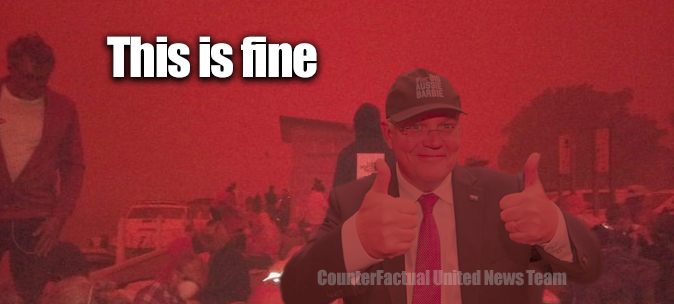 CounterfactualT's tweet photo. #NSWfires #AustraliaBurns #AustralianFires #bushfirecrisis #Mallacoota #vicfires #bushfiresNSW #FireScomo Haven't heard from that wonderful (not) PM of ours https://t.co/Yf4OL4gv7h