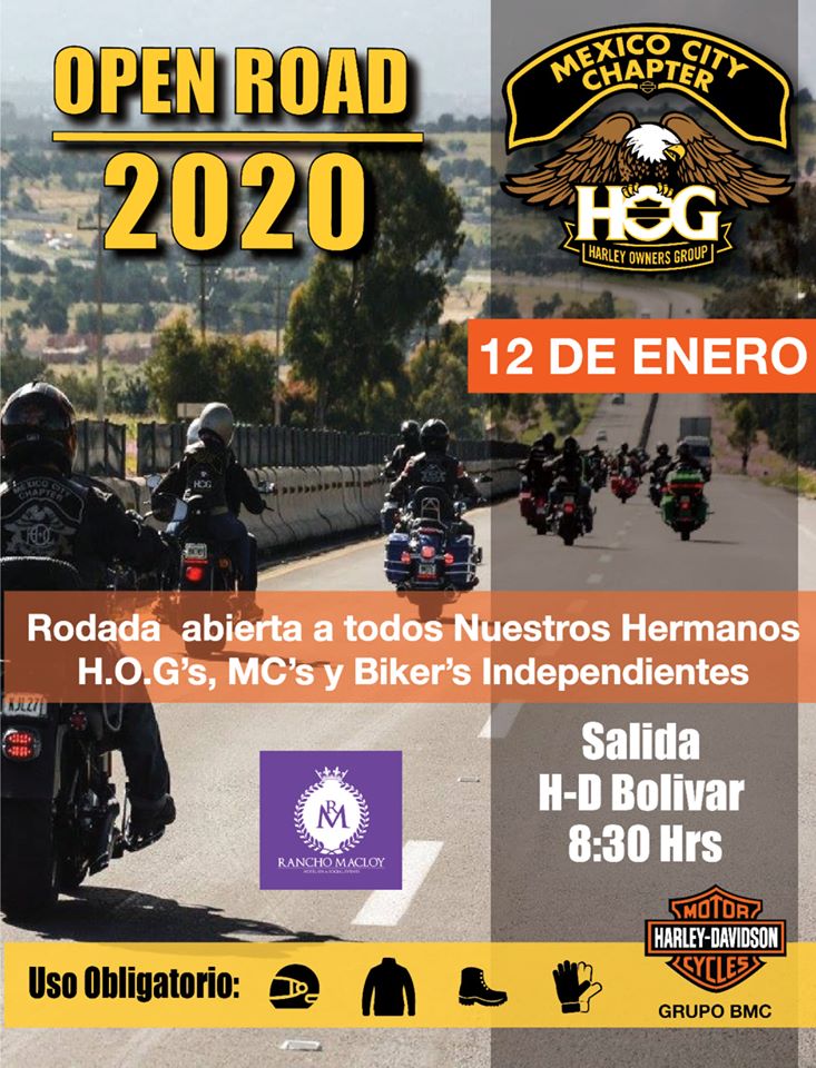 HOG_M_X's tweet photo. Comunidad H-D quedan todos invitados a nuestro #OpenRoad2020 nos vemos en nuestra casa #HDBolivar el 12 de Enero 8:30 a.m para ir a @RanchoMacloy @harleydavidson @HarleyBMC @HarleyMexico #HarleyDavidson #LiveYourLegend #HogMcc @REVISTA400 @BikersDF @VisiondeMoto https://t.co/XaiIsl99fP
