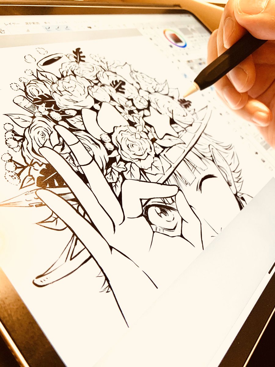 flower girl 描いてるよ!
実は僕の今のアイコンは年賀状のイラストなんです。 